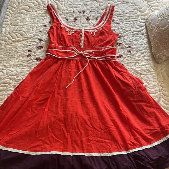 Anthropologie Floreat orangey red dress 12 - Picture 5 of 9